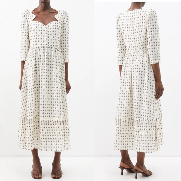 RHODE Aubrey Floral-Print Crepe De Chine Midi Dress - Picture 1 of 16